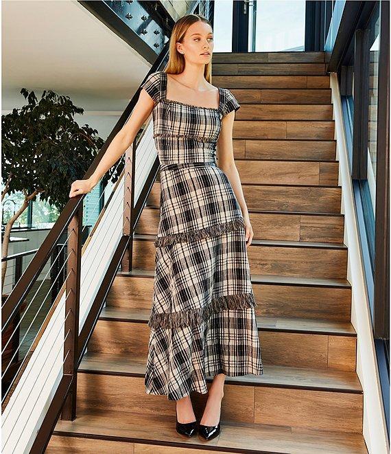 Antonio Melani Coordinating Gretchen A Line Tiered Plaid Midi Skirt Product Image