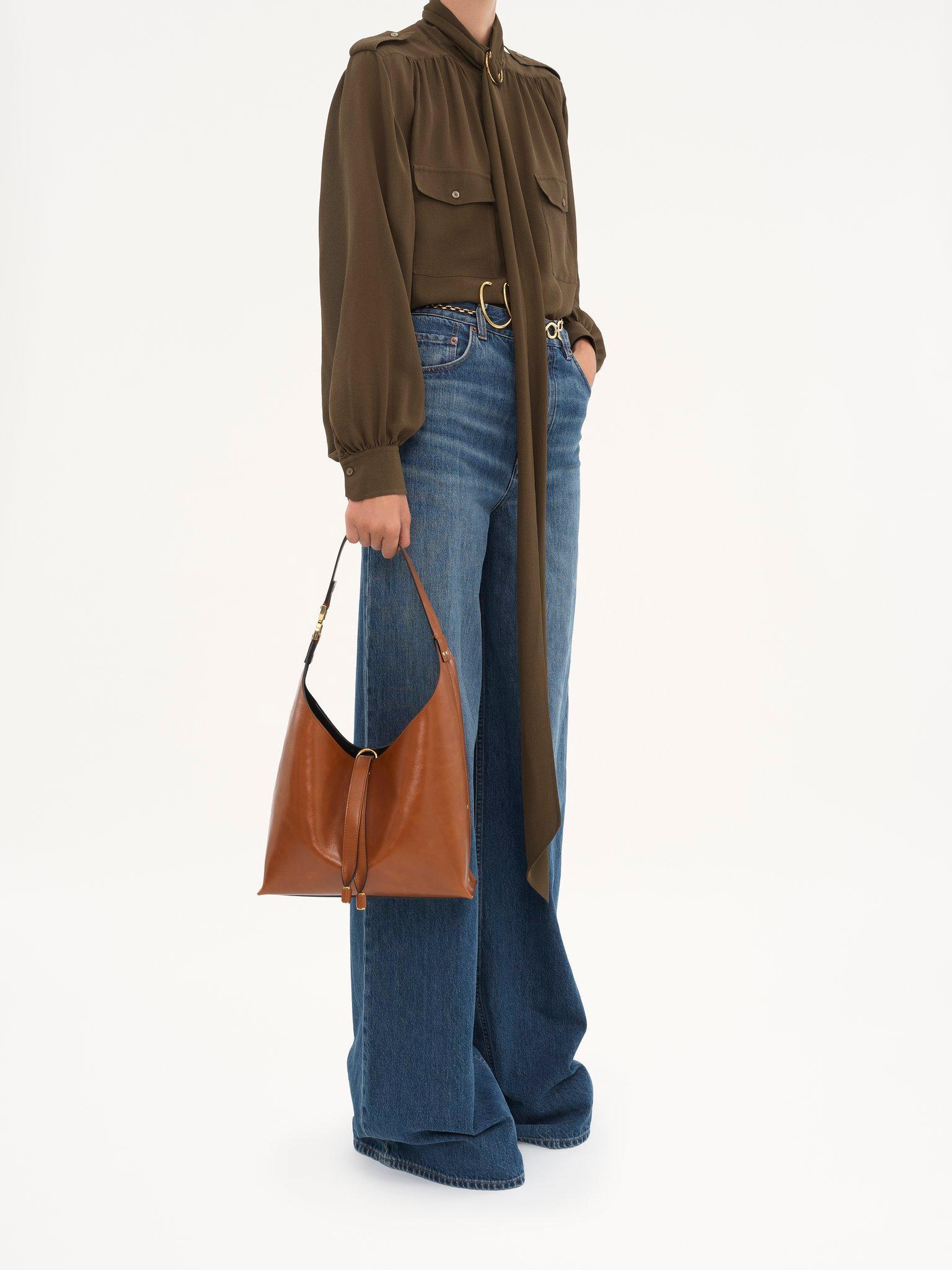 Small Marcie hobo bag in shiny leather Product Image