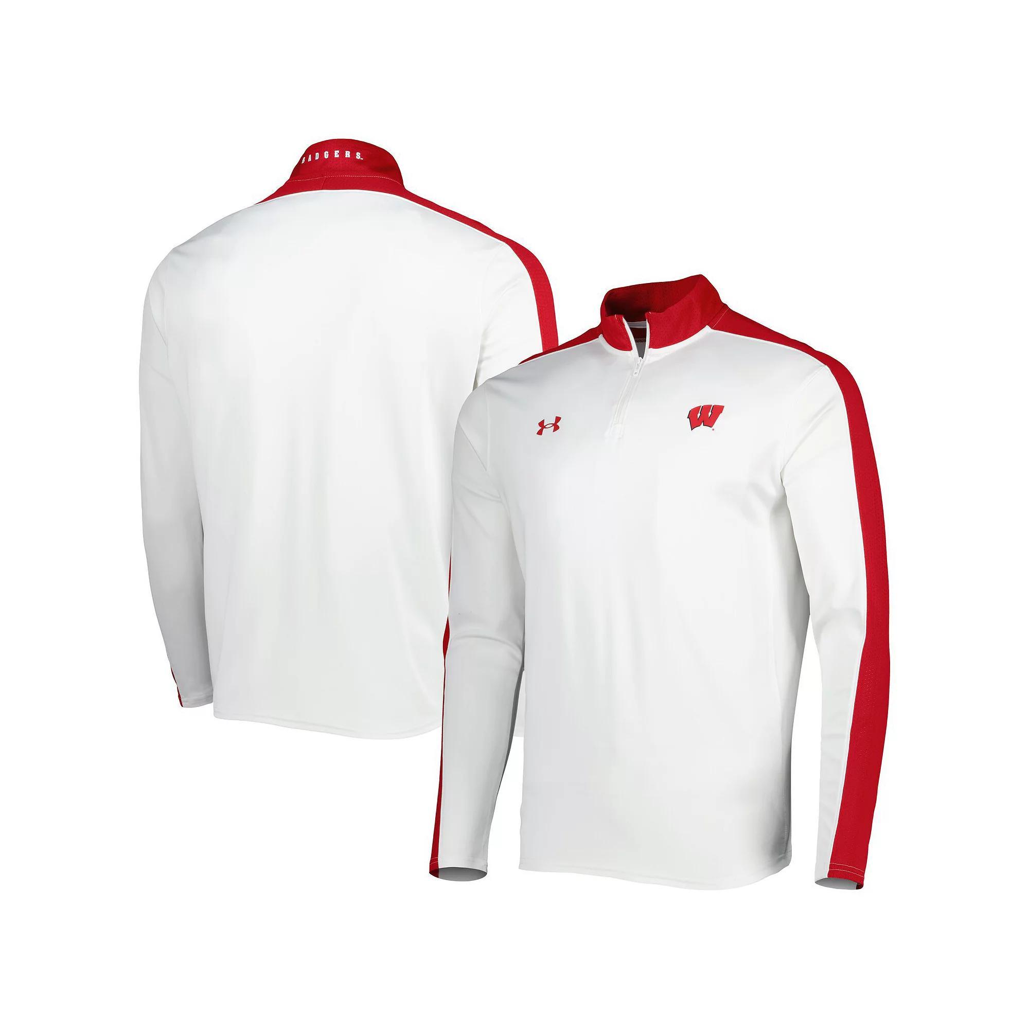 Mens Under Armour Wisconsin Badgers Lightweight Mock Neck Performance Quarter-Zip Jacket Product Image