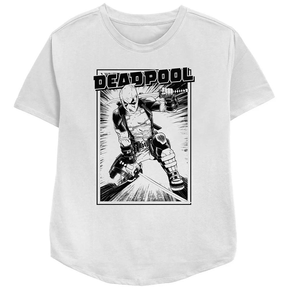 Women's Marvel Deadpool Samurai Stance Graphic Tee, Size: Small, White Product Image