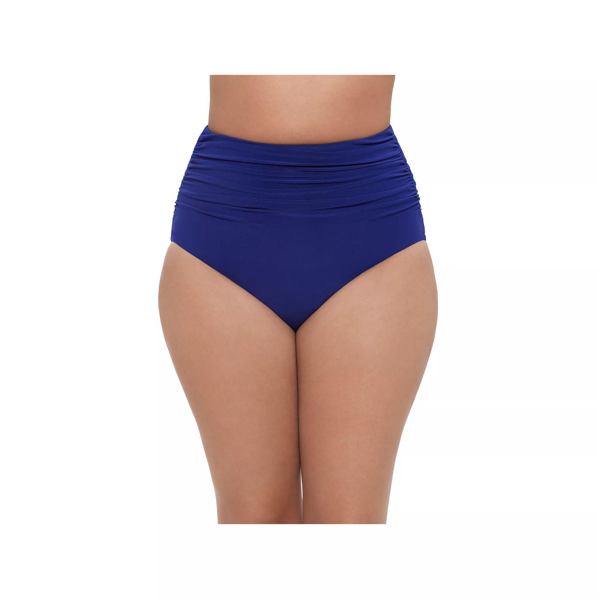 Women's Trimshaper Shirred High Waist Brief Swim Bottoms, Size: 10, Ink Product Image