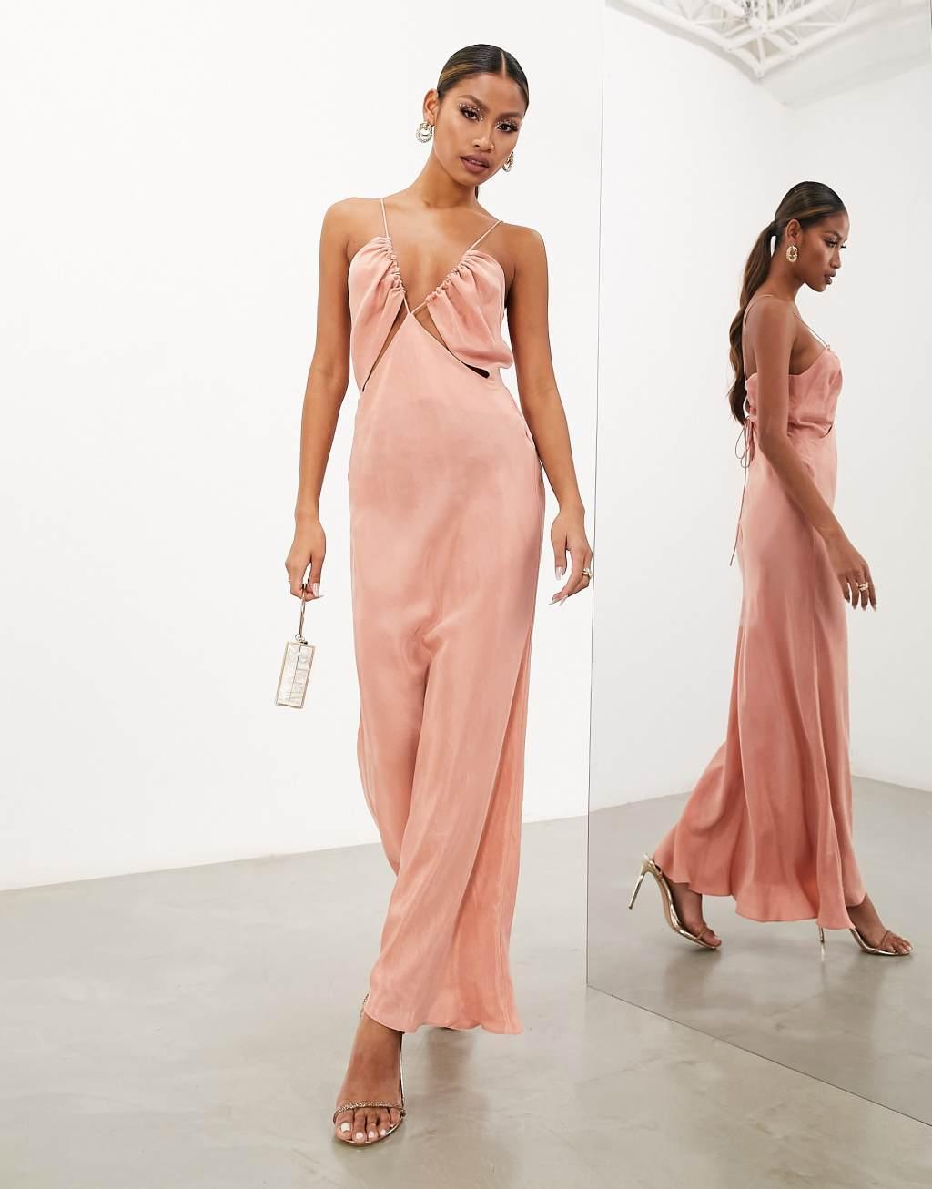 ASOS EDITION drawstring cami midi dress with underbust cut out Product Image