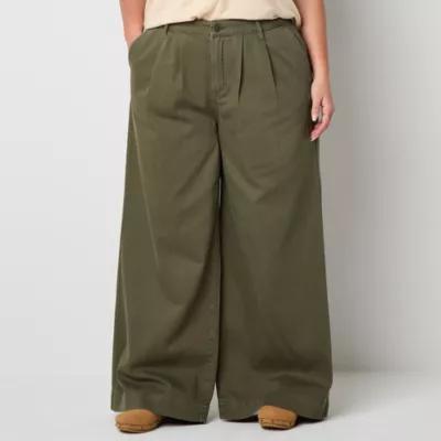 a.n.a Plus Womens Pleated High Rise Wide Leg Jean Product Image