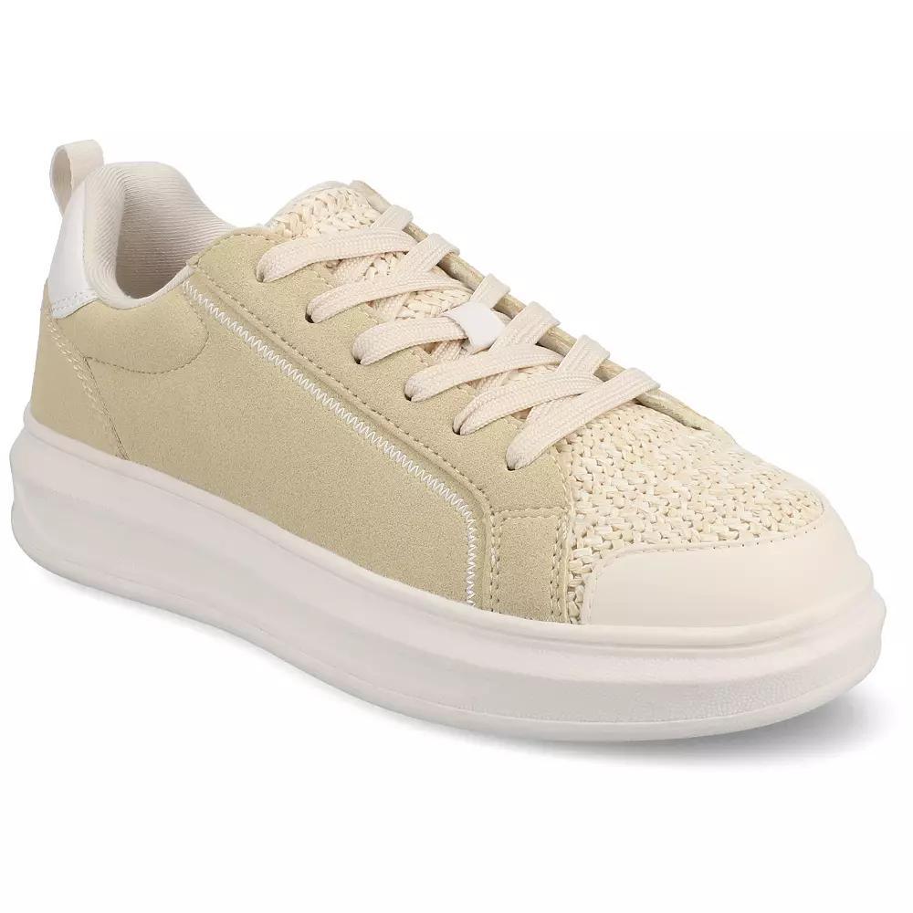 Journee Meeya Women's Casual Lace-Up Sneakers, Size: 7.5, Natural Product Image