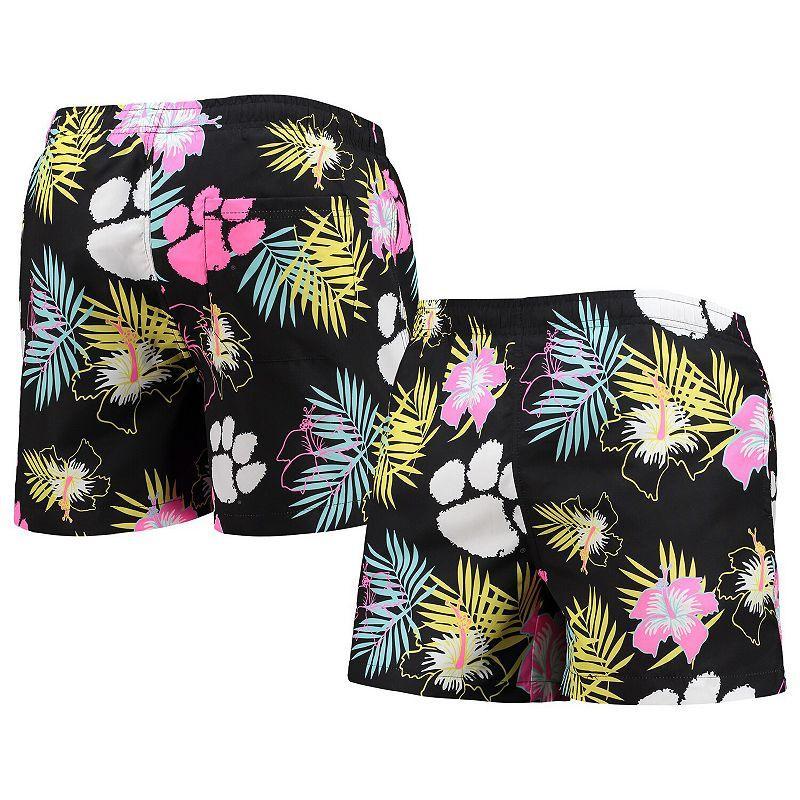 Men's FOCO Black Clemson Tigers Neon Floral Swim Trunks, Size: Large Product Image