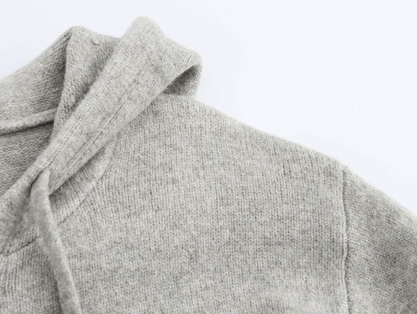 Plain Hooded Zip Cardigan Product Image