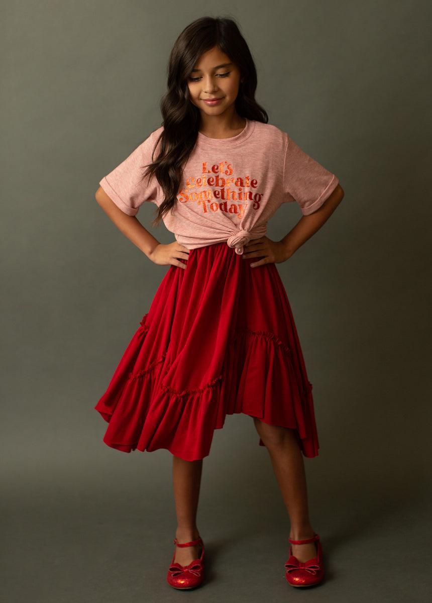 Adrianna Dress in Crimson Girls Product Image