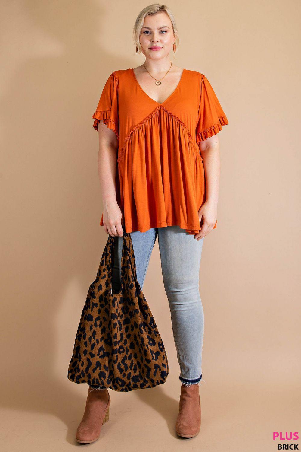 7275   Gracie Bell Sleeve Ruffle Top - Reg & Plus! Product Image