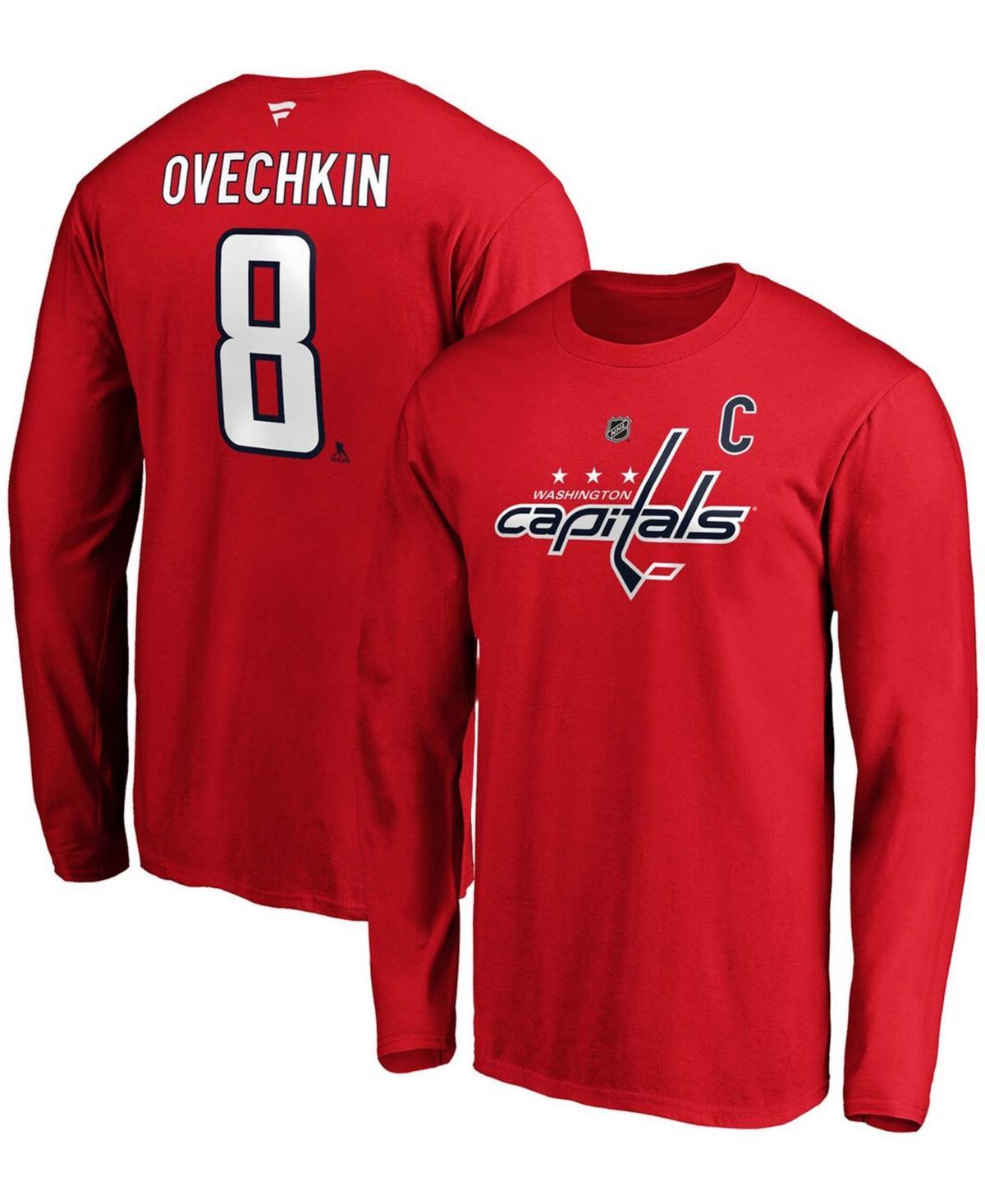 Mens Fanatics Branded Alexander Ovechkin Washington Capitals Authentic Stack Name & Number Long Sleeve T-Shirt Product Image