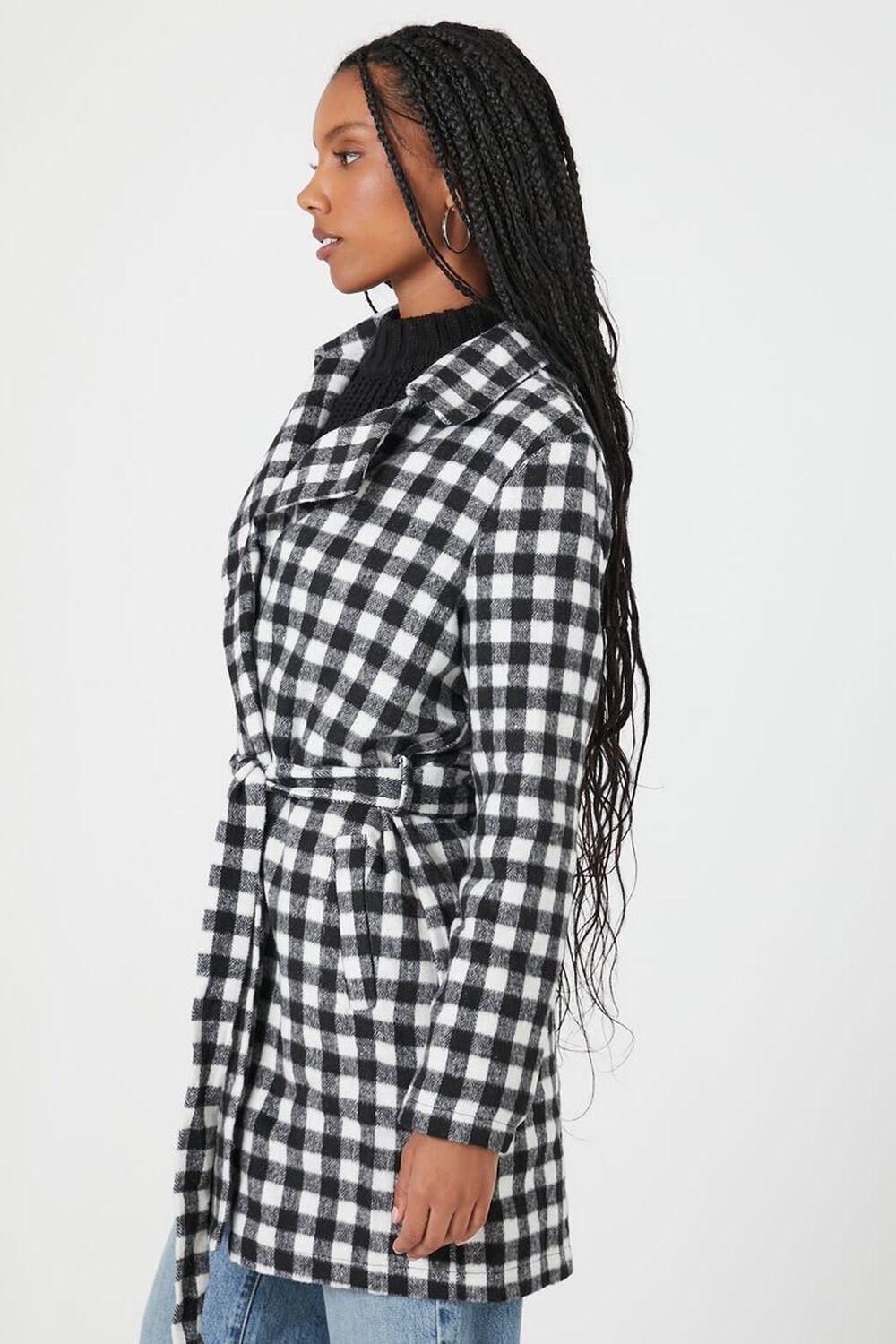 Gingham Plaid Longline Belted Coat | Forever 21 Product Image