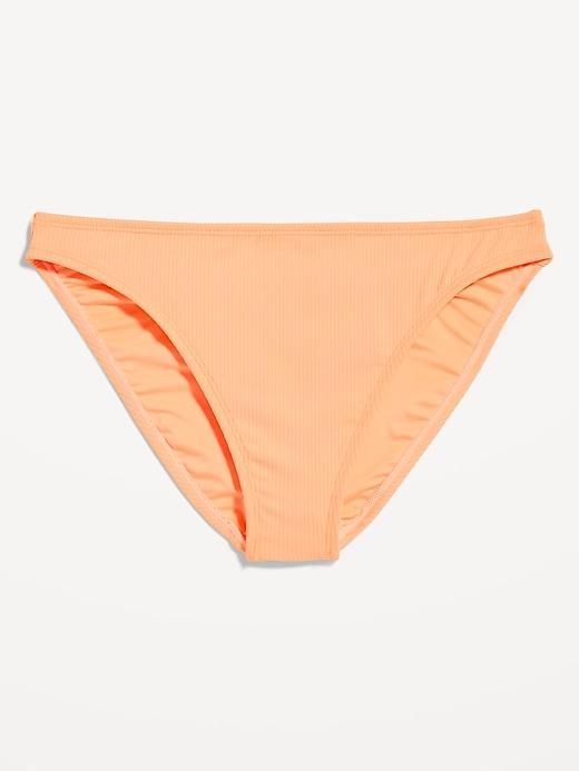 High-Waisted French-Cut Ribbed Bikini Swim Bottoms Product Image