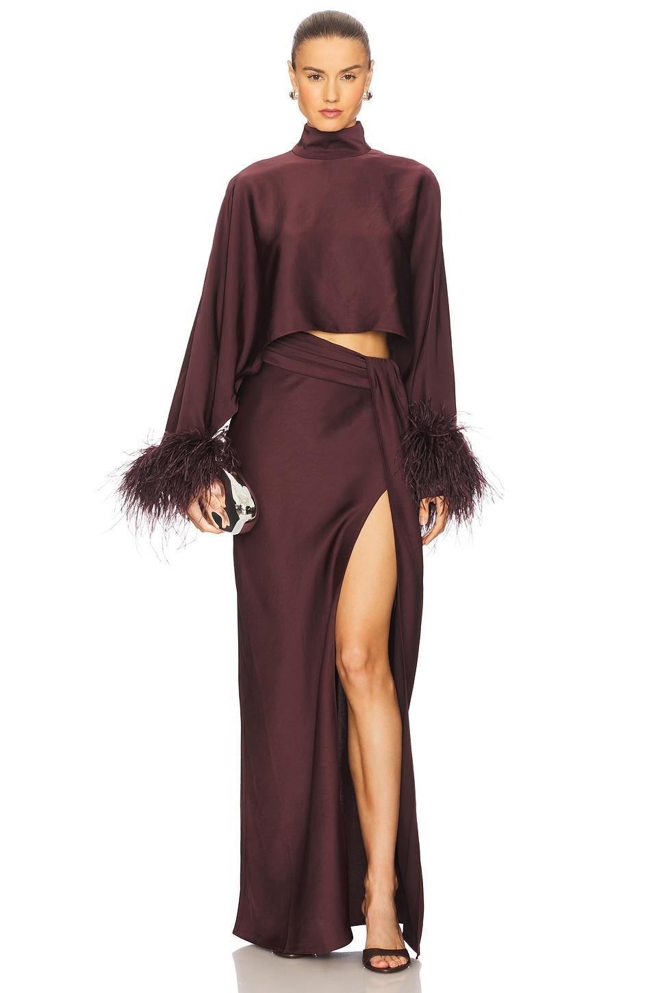 Lightweight Satin Asymmetric Maxi Skirt Lapointe Product Image