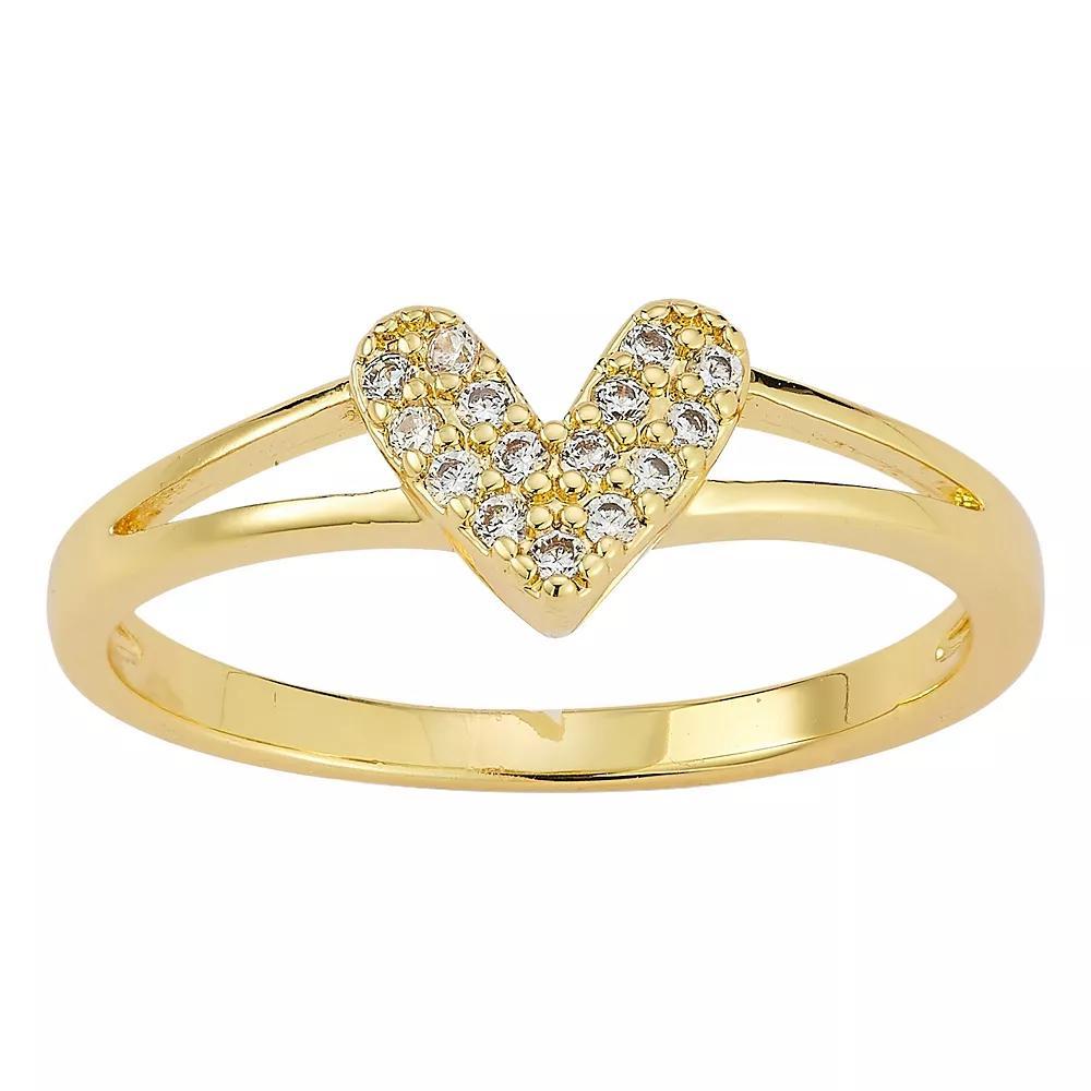 Cubic Zirconia Heart Ring, Women's, Size: 6, Gold Tone Product Image