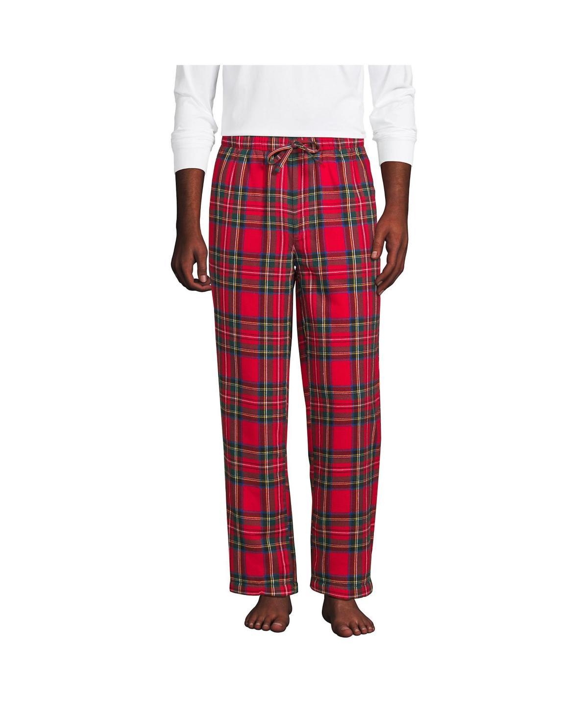 Big & Tall Lands End Plaid Sherpa-Lined Flannel Pajama Sleep Pants, Mens Product Image