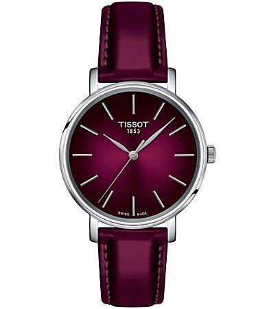 Tissot Womens Swiss Everytime Pink Faux Leather Strap Watch 34mm Product Image