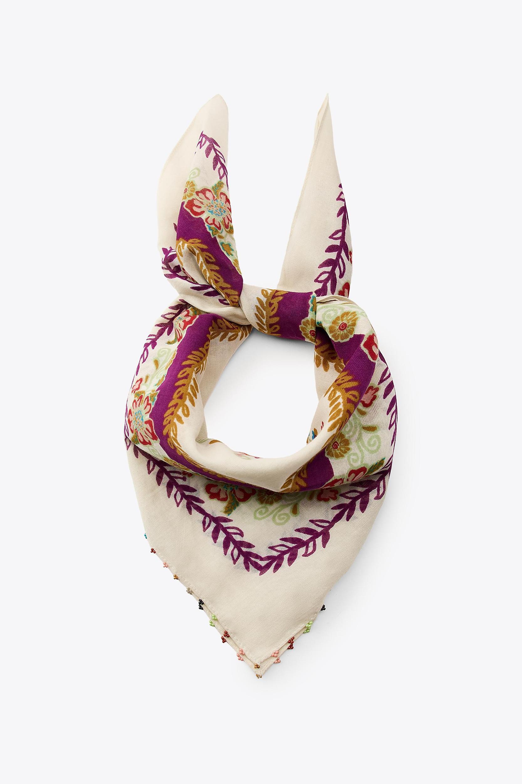 BEADED PRINTED SCARF Product Image