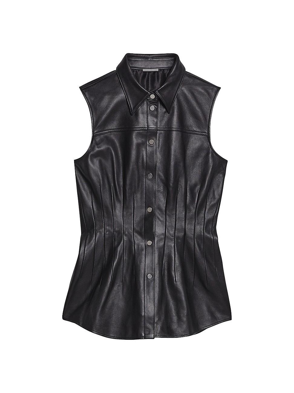 Womens Le Darted Leather Shirt Product Image