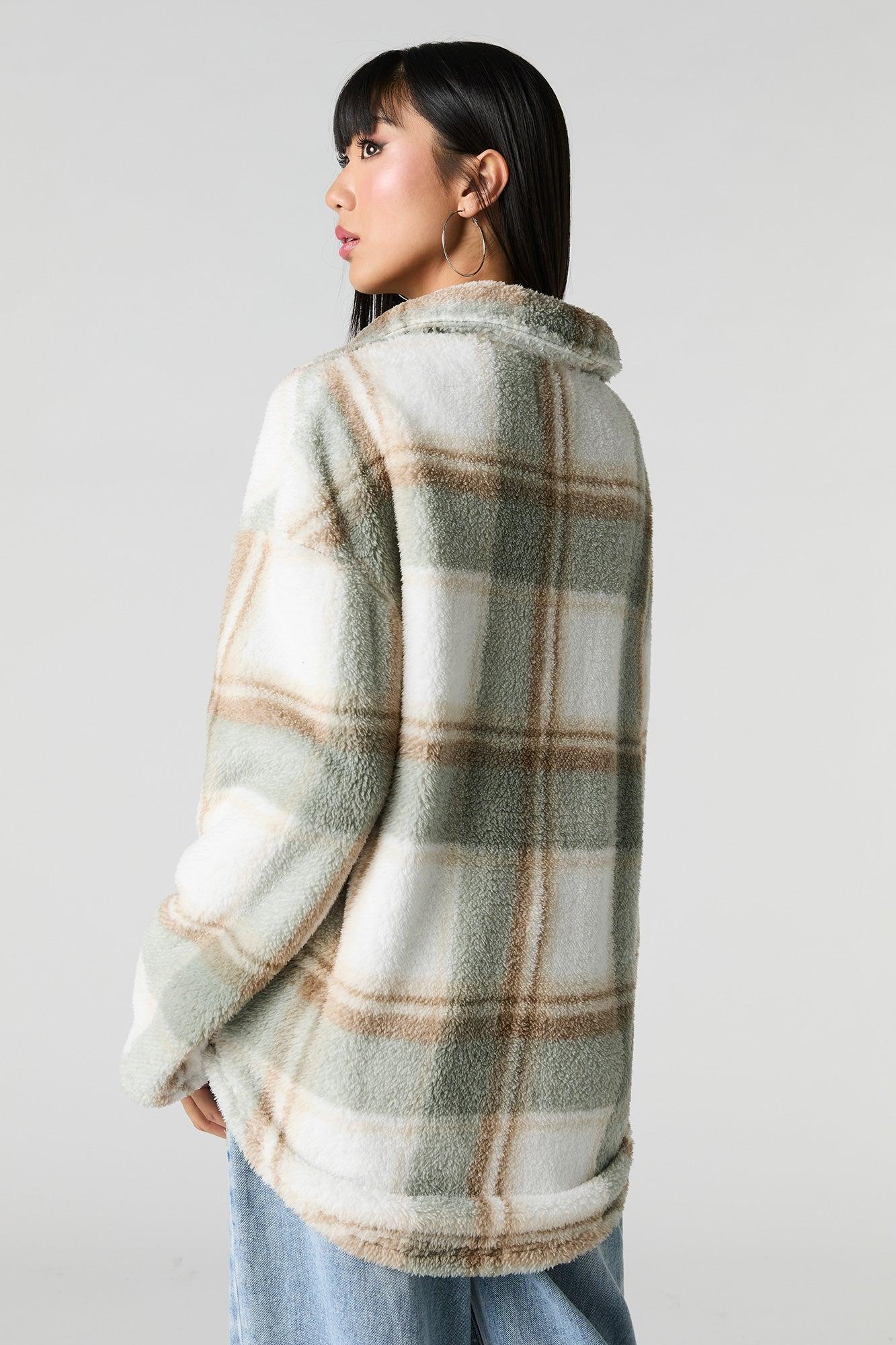 Sherpa Plaid Shacket Female Product Image
