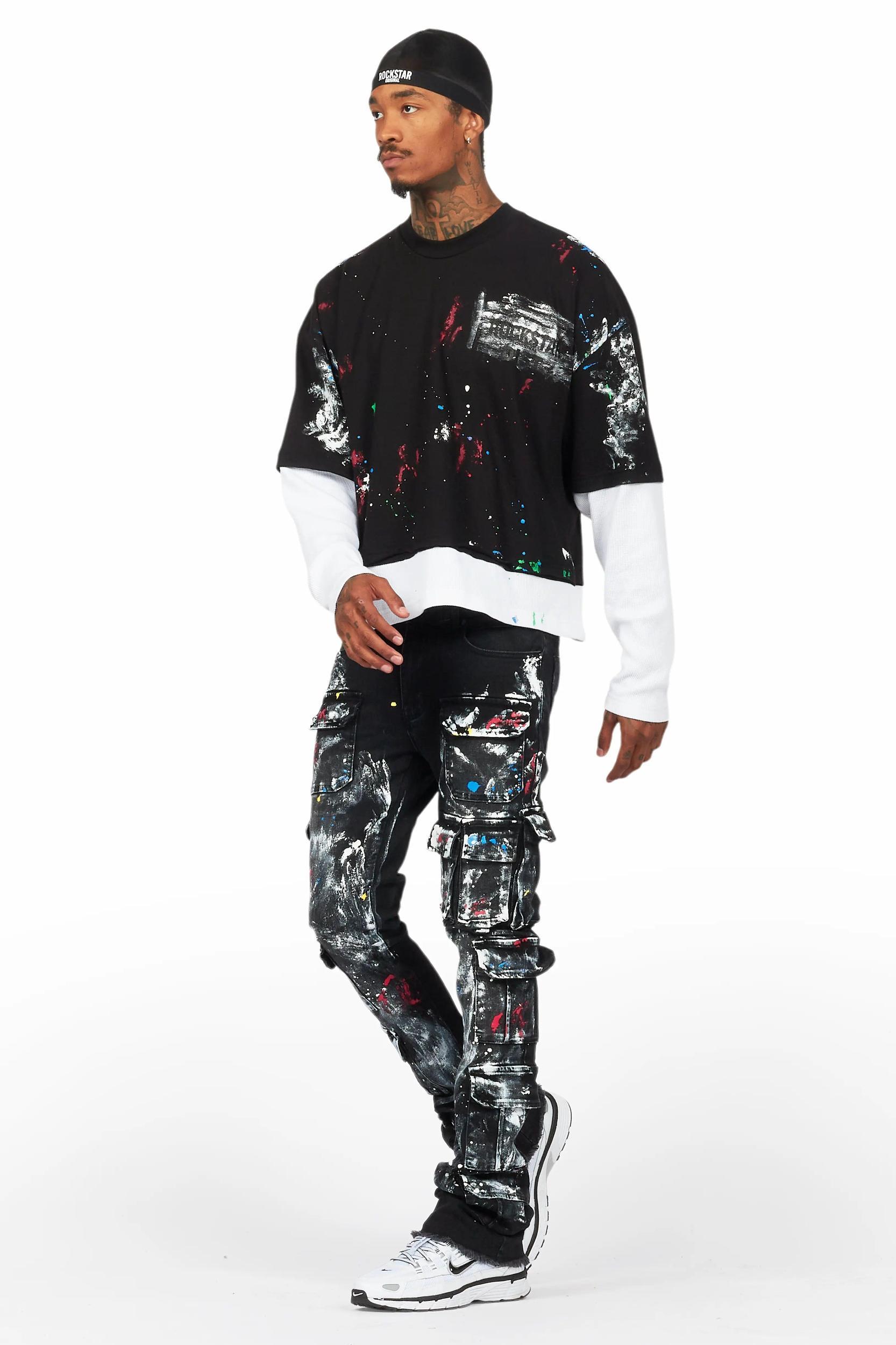 Farrow Black Painter Double Layer T-Shirt/Stacked Flare Jean Bundle Male Product Image