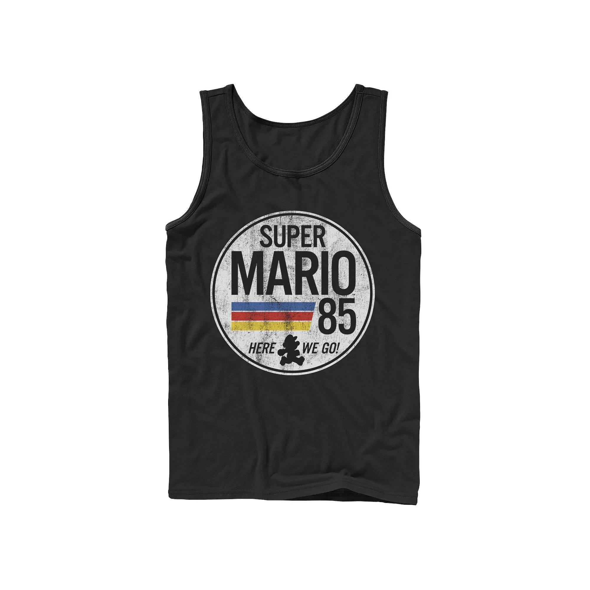 Mens Super Mario Retro Distressed Logo Tank Top Product Image