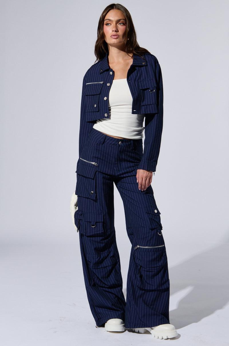 RAYE PINSTRIPE CARGO PANTS Product Image