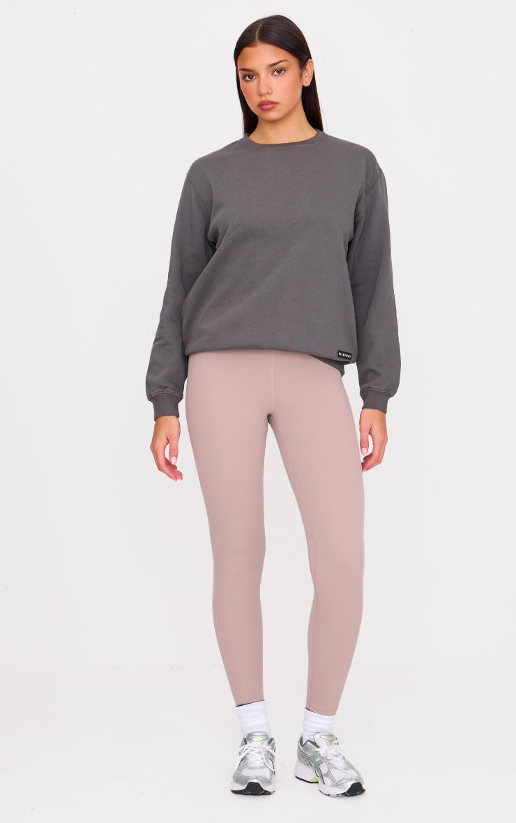 PRETTYLITTLETHING Charcoal Badge Detail Sport Sweatshirt Product Image