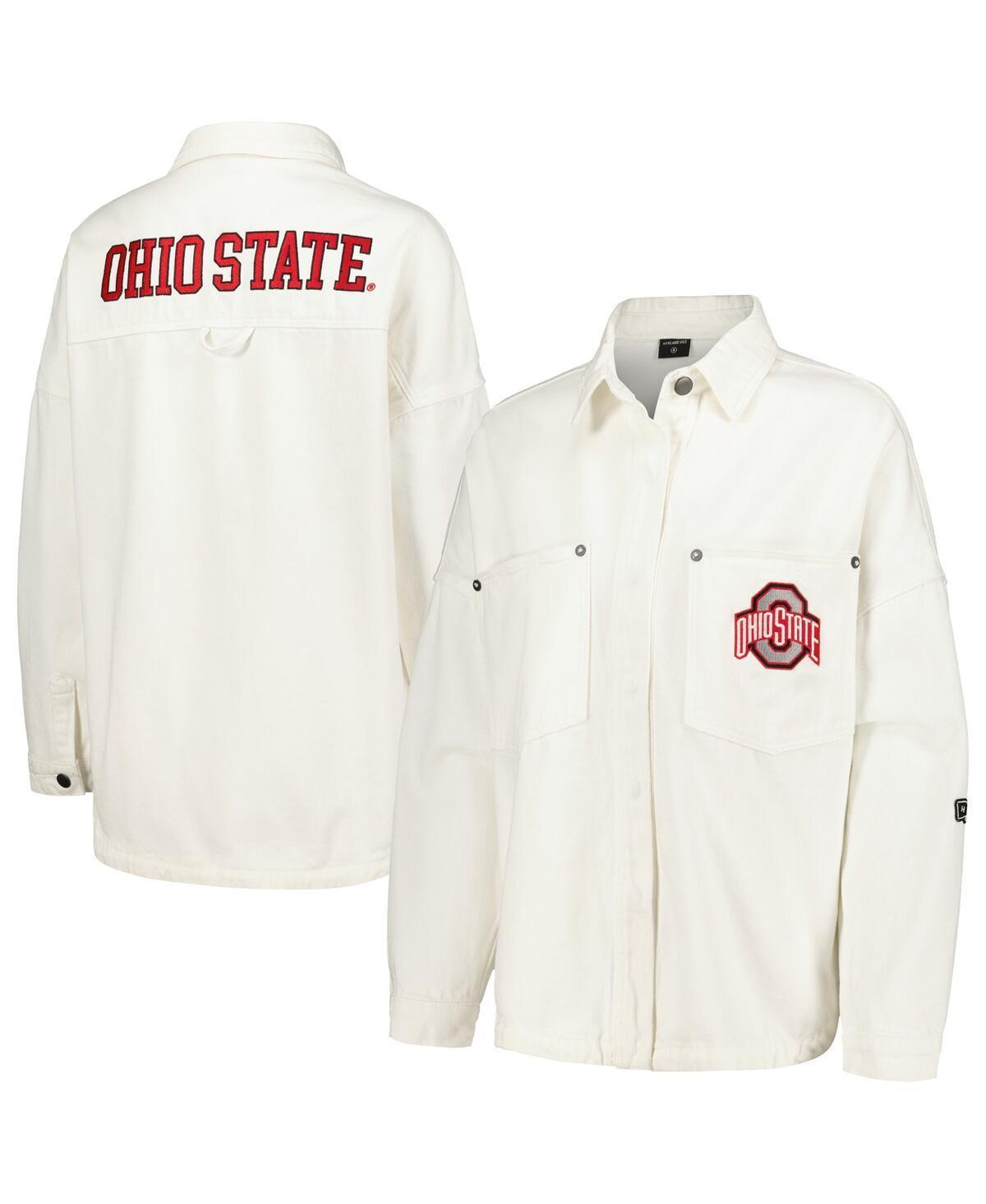 Women's Hype and Vice White Ohio State Buckeyes Multi-Hit Hometown Full-Snap Jacket, Size: XL Product Image