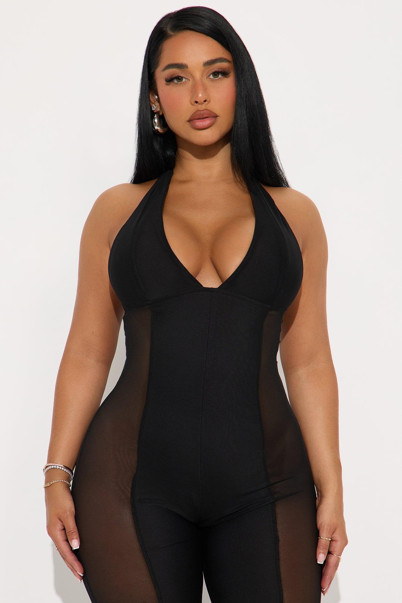 The Main Stage Mesh Capri Jumpsuit - Black Product Image