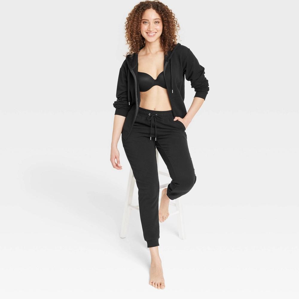 Womens Fleece Jogger Pants - Auden Black L: Cotton Blend, Recycled Polyester, Spandex, Tapered Leg, Side Pocket, 28 Inseam Product Image