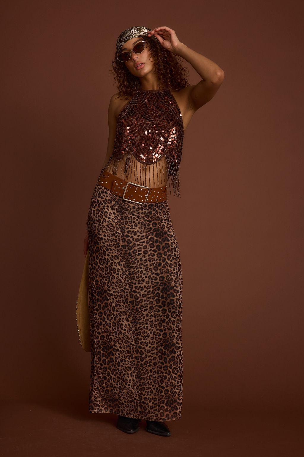 Cleo Espresso Beaded Halter Top Product Image