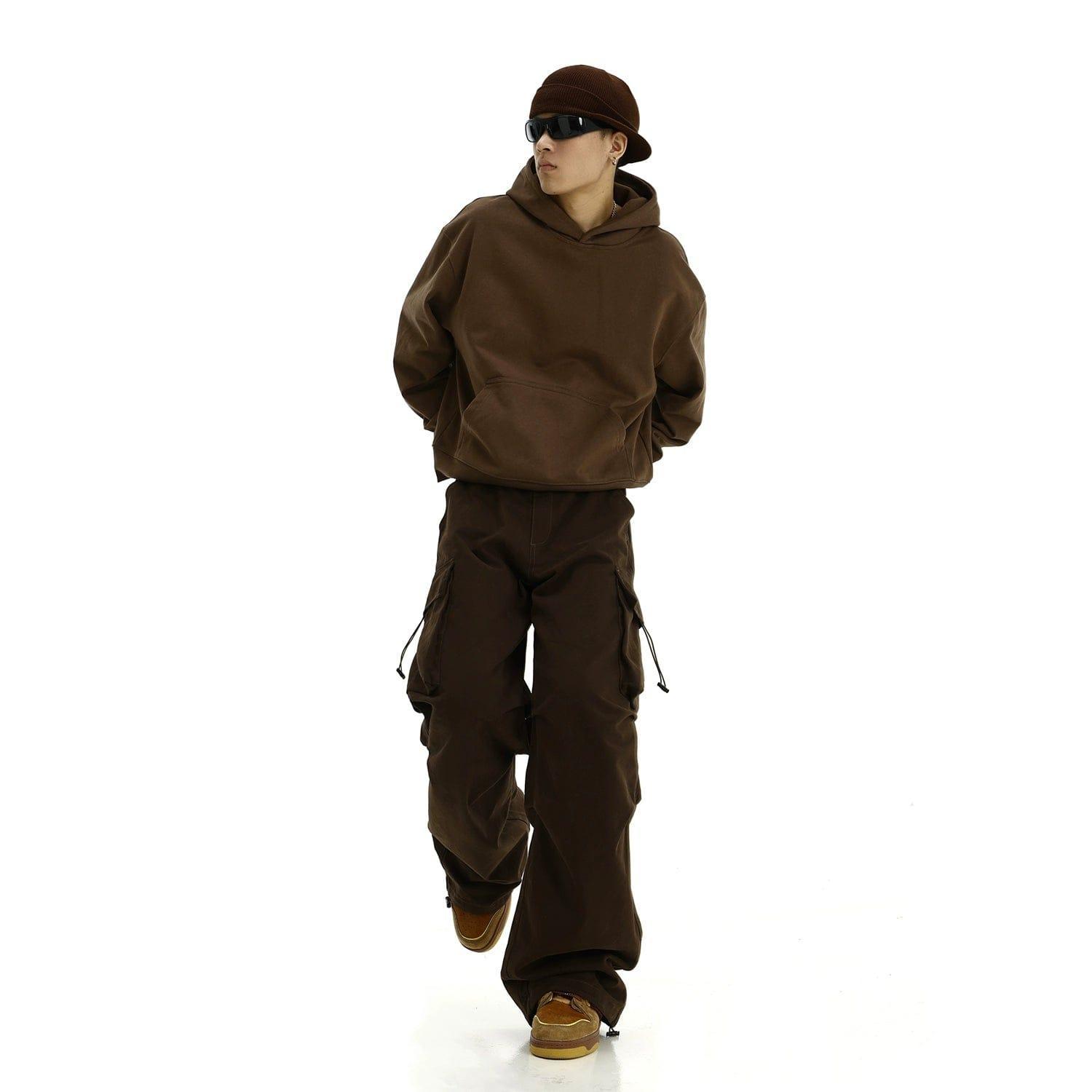 RT No. 10830 BROWN WIDE STRAIGHT CARGO PANTS Product Image