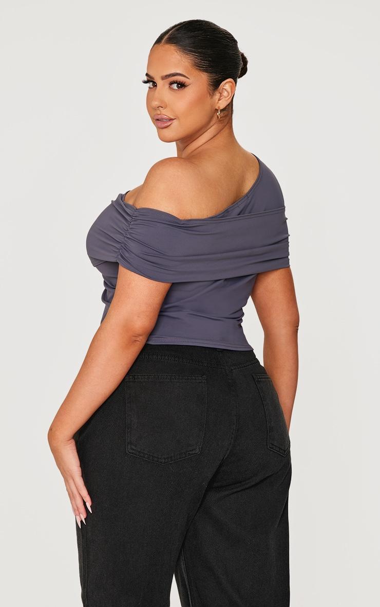 Plus Slate Grey Contour Bardot Twist Detail Top Product Image