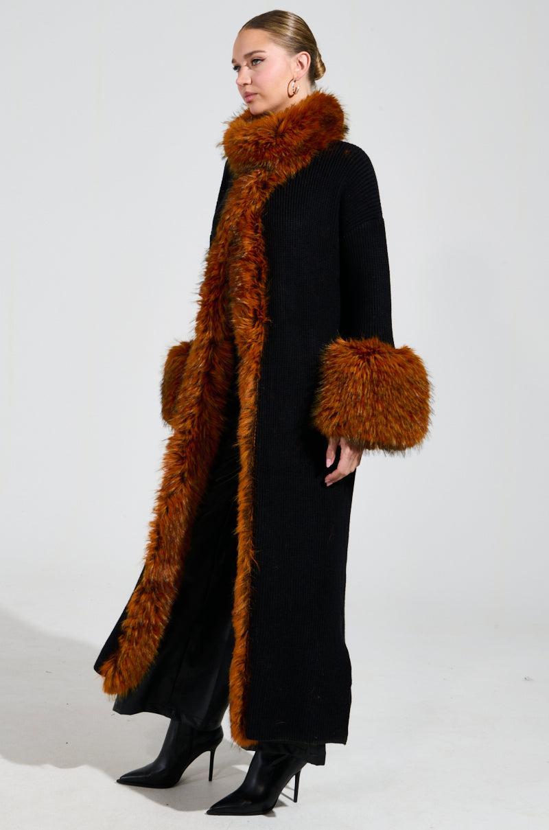 SNOWY NIGHT LONG CARDIGAN IN BLACK Product Image