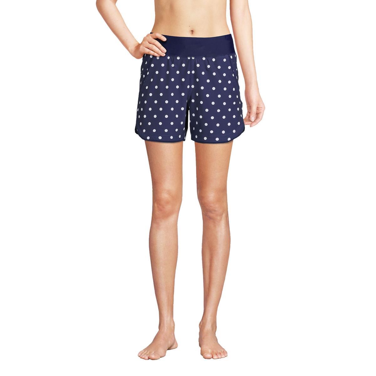 Petite Lands' End 5" Quick Dry Elastic Waist Board Shorts Swim Cover-up, Women's, Size: 12 Petite, Deep  Blue Product Image