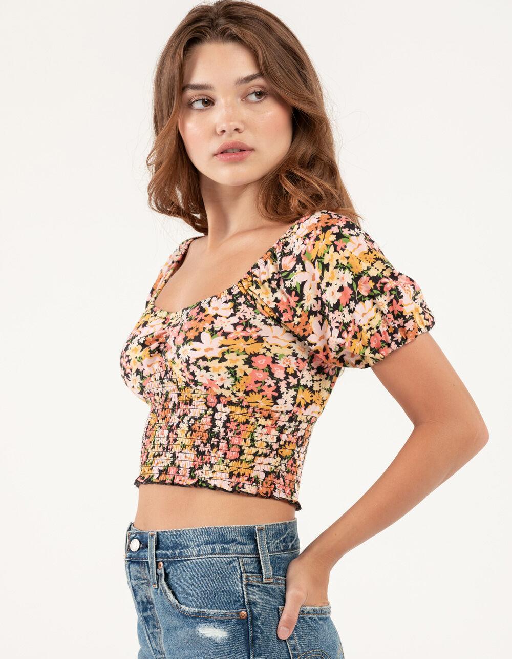 BILLABONG Get Along Puff Sleeve Womens Top - MULTI Product Image
