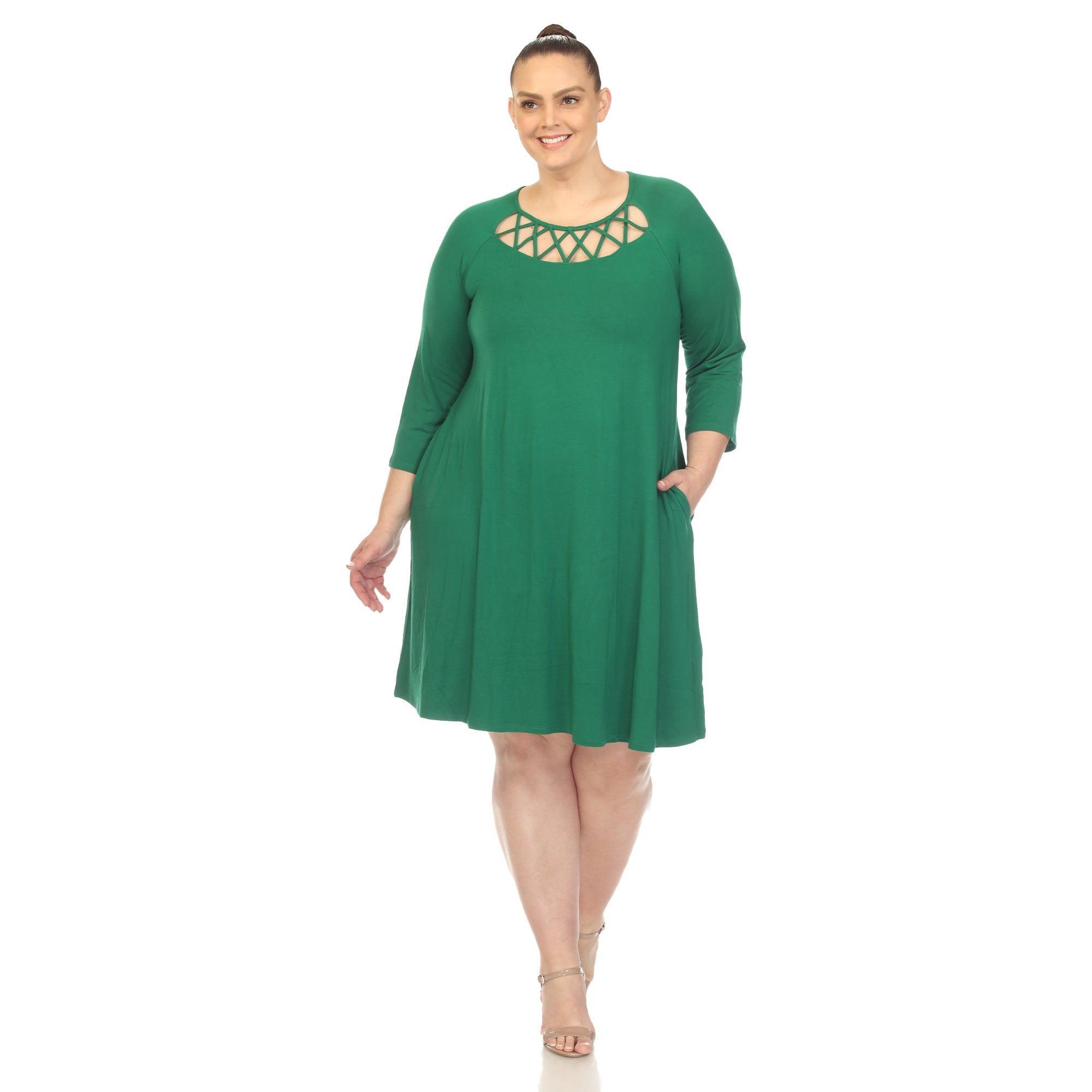 Criss Cross Neckline Swing Midi Dress - Plus Product Image
