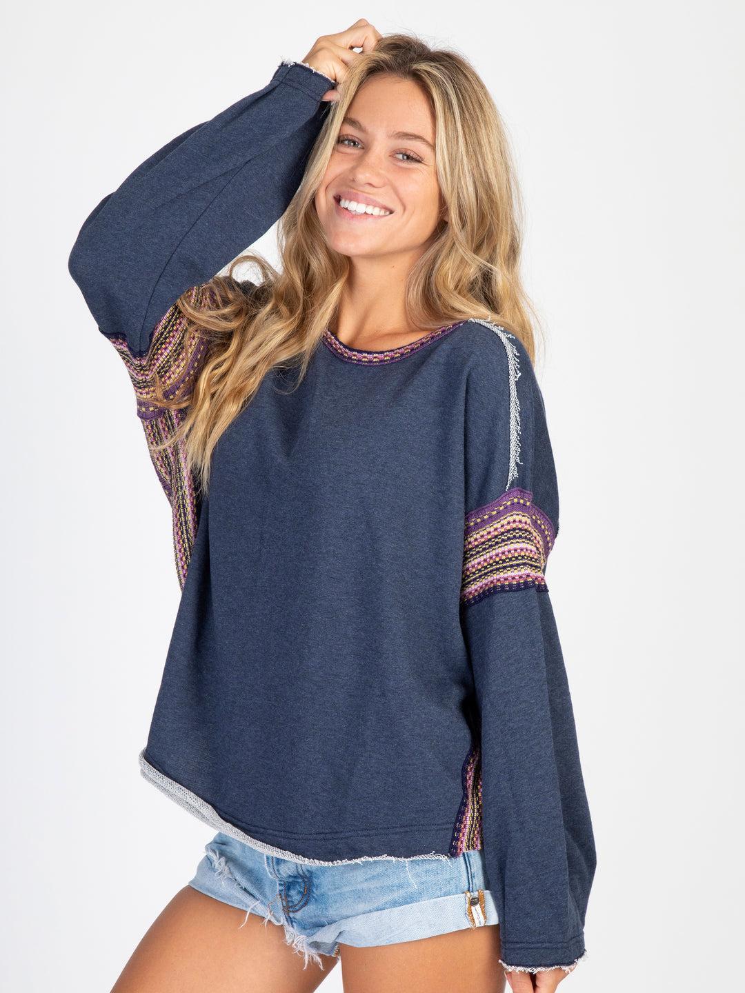Knit Trim Sweatshirt Product Image