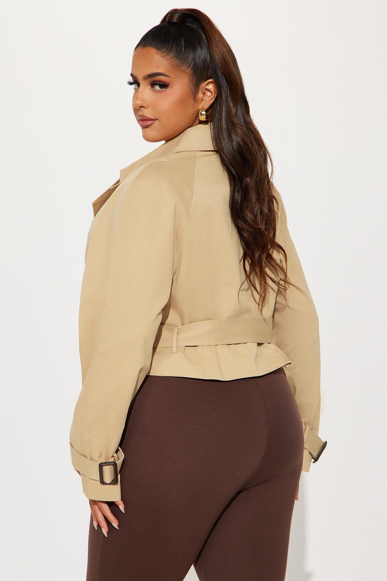 Charlie Belted Cropped Trench - Khaki Product Image