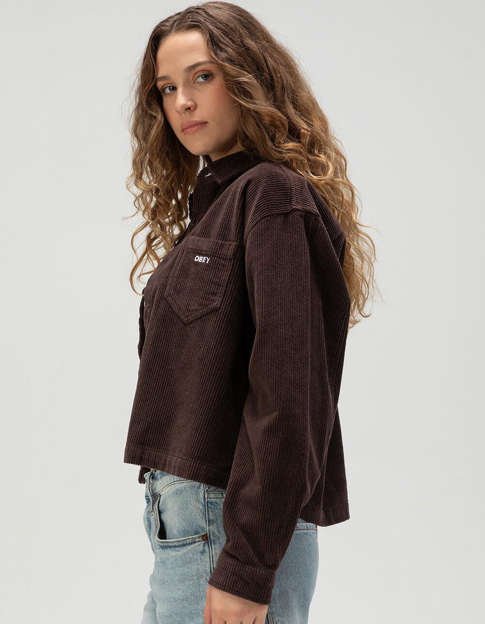 OBEY Marilyn Womens Long Sleeve Corduroy Shirt - JAVA Product Image