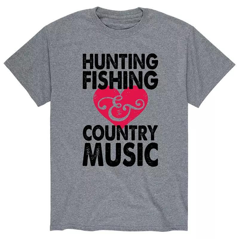 Mens Hunting Fishing Country Music Tee Athletic Grey Product Image