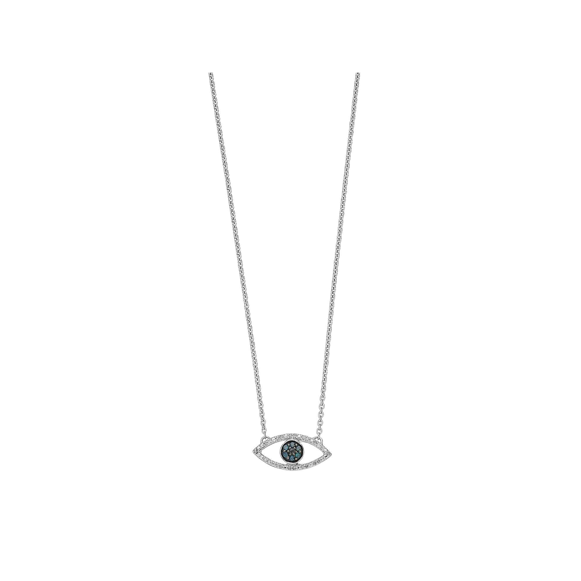 Sterling Silver Blue & White Diamond Accent Evil Eye Pendant Necklace, Women's, Size: 18" Product Image