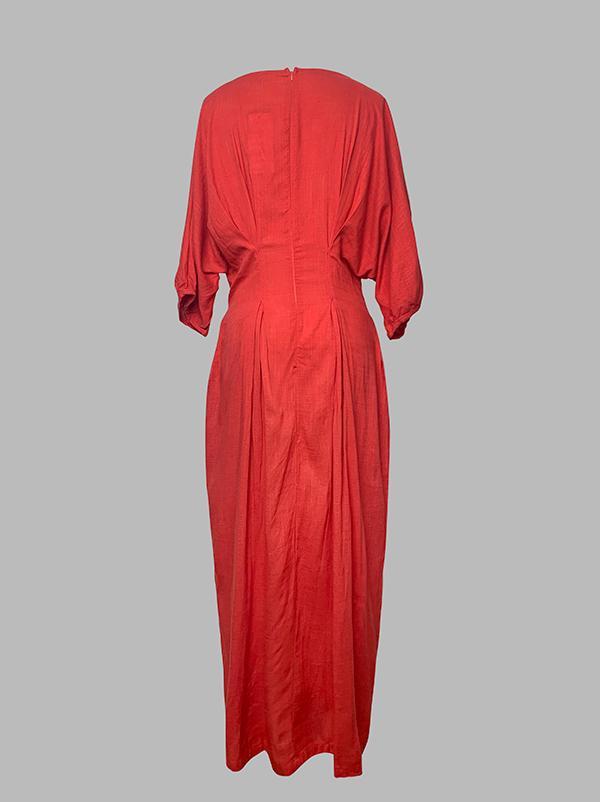 Half Sleeves Loose Solid Color Round-neck Maxi Dresses Product Image