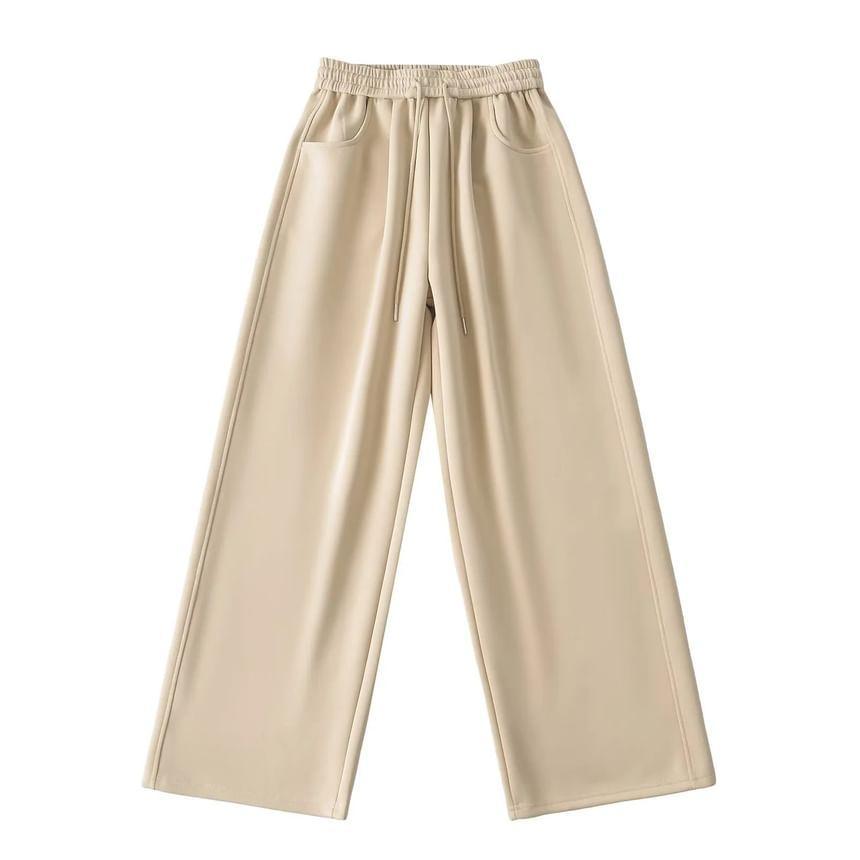 High Waist Plain Wide Leg Sweatpants Product Image
