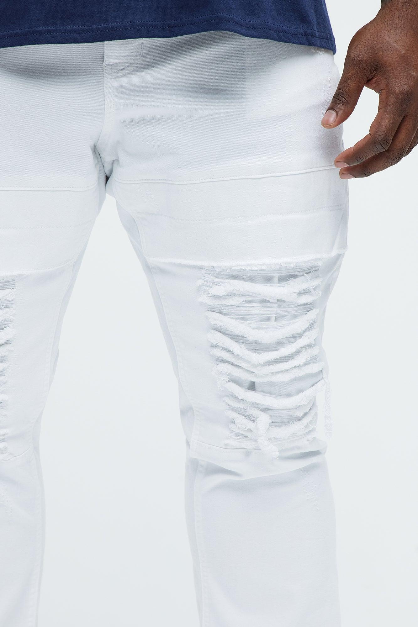 Reel It In Stacked Slim Flare Jeans - White Product Image