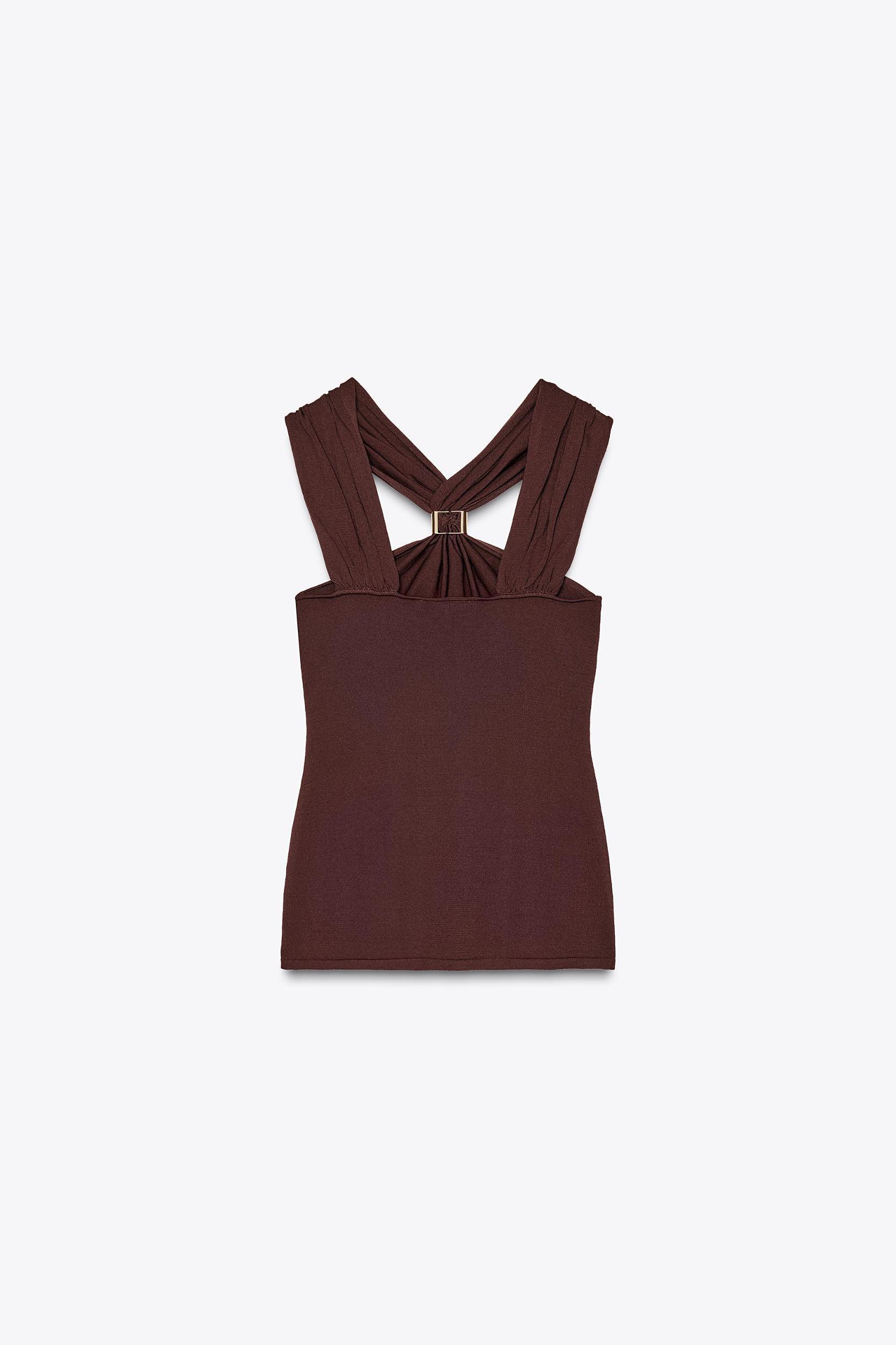 GOLD APPLIQUÉ HALTER TOP Product Image