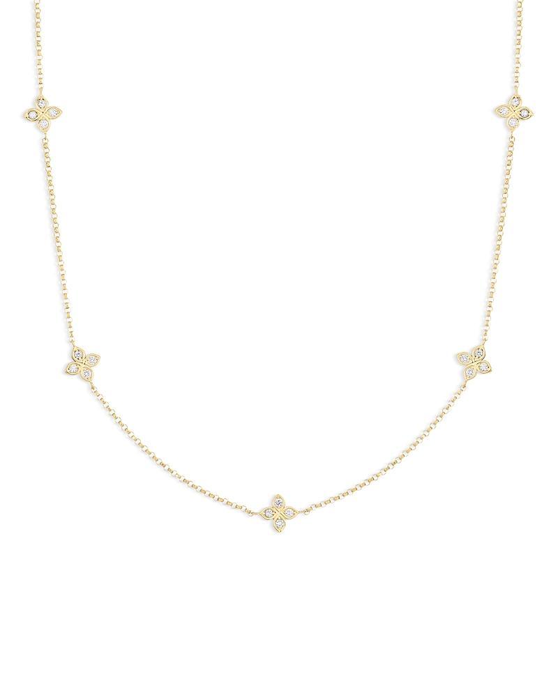 Roberto Coin 18K Yellow Gold Verona Love by the Inch 5 Station Flower Diamond Necklace, 17 Product Image