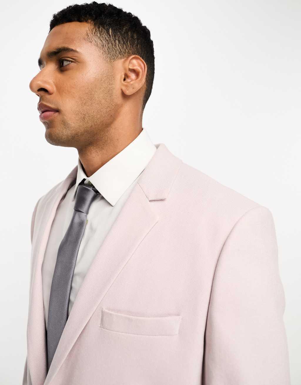 ASOS DESIGN slim oxford suit jacket in dusty pink Product Image