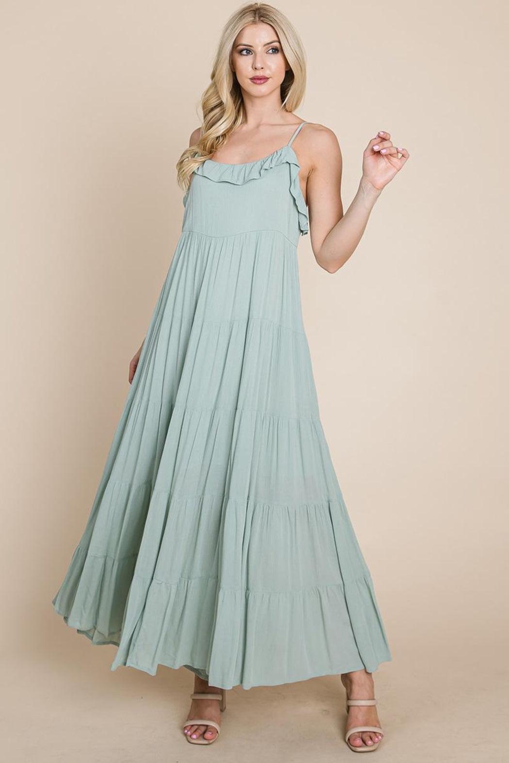 Tiered Tie Strap Cami Maxi Dress Product Image