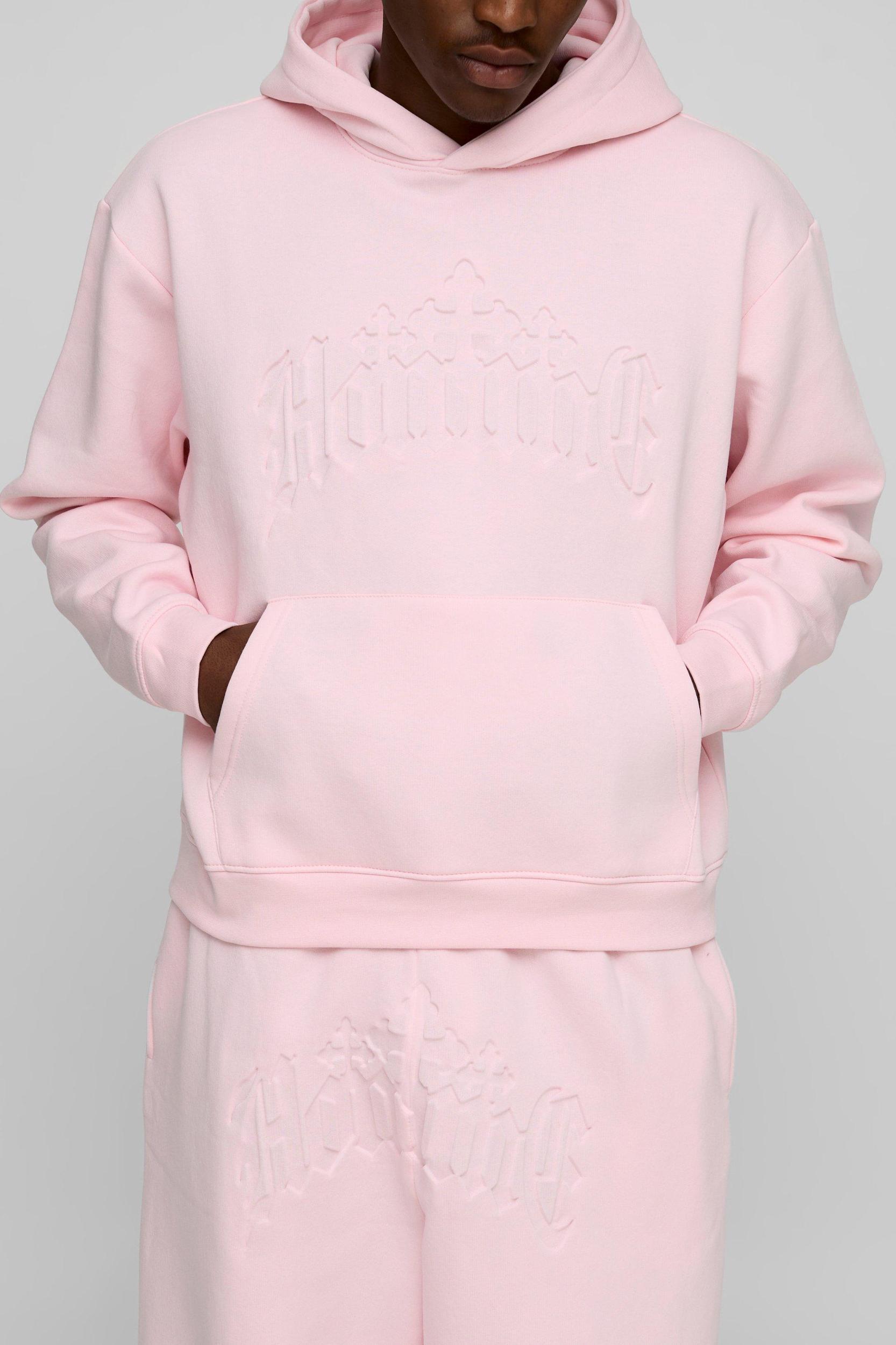 Oversized Boxy Homme Debossed Hooded Tracksuit | boohooMAN USA Product Image