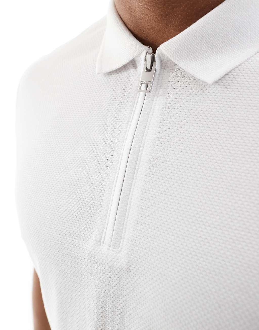 Jack & Jones polo with zip in white Product Image